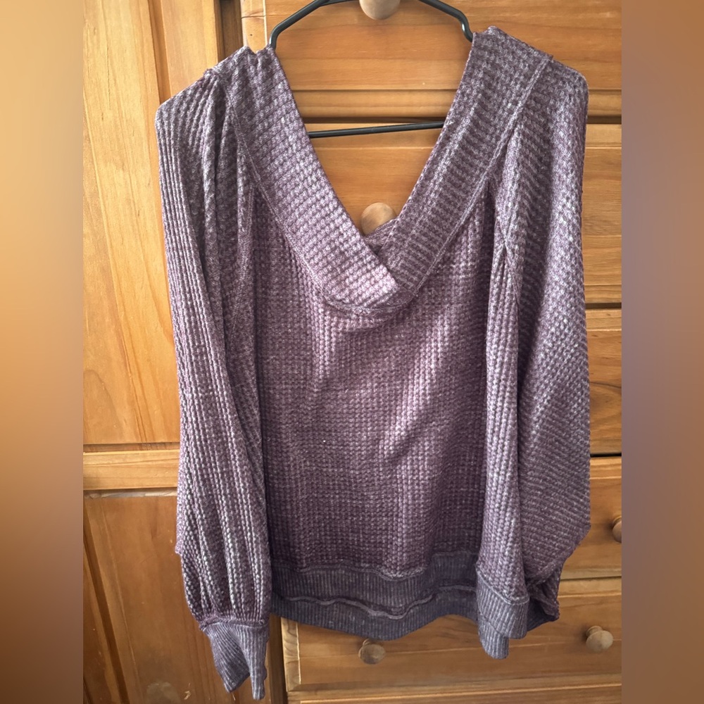 We The Free Off-the-Shoulder Textured Sweater in Taupe - Picture 6 of 7